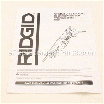 Operators Manual - 987000064:Ridgid