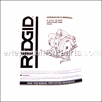 Operators Manual - 987000024:Ridgid