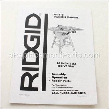 Owners Manual English - SP6129:Ridgid