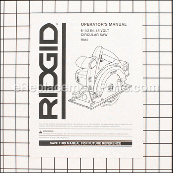 Operators Manual - R845 - 983000313:Ridgid