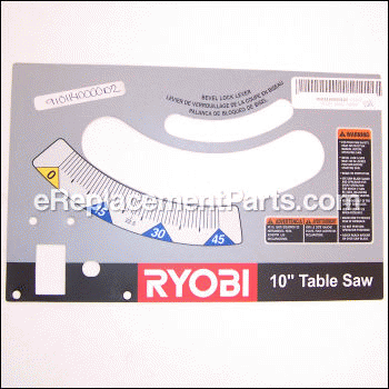 Front Panel Label - 9101145330101:Ryobi