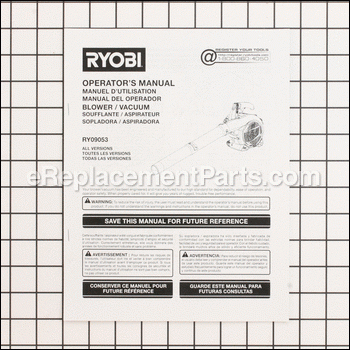 Operator's Manual - 988000293:Ryobi