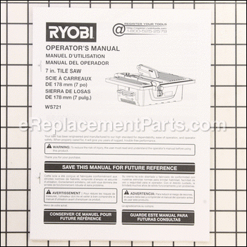 Manual Operators Ws721 - 988000052:Ryobi
