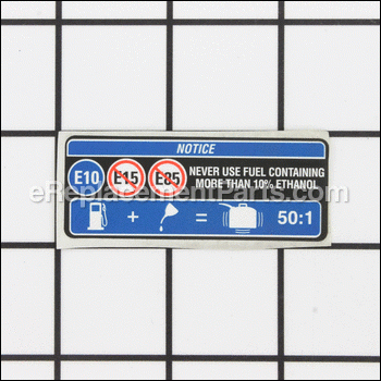 Fuel Tank Warning Label - 941790001:Ryobi