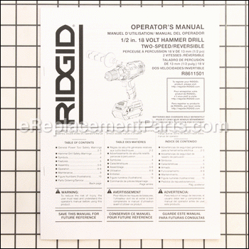 Operators Manual R8611501 - 988000323:Ryobi