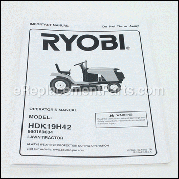 Manual Operator's E&F - 917197788:Ryobi