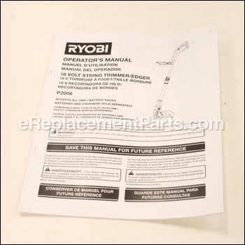 Operators Manual - 988000717:Ryobi