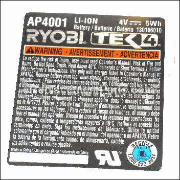 Label Data / Warning - 940488211:Ryobi