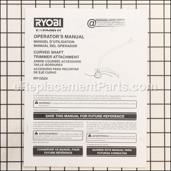 Operator's Manual - 987000872:Ryobi