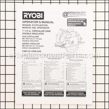 Manual Operators Csb124 - 990000075:Ryobi
