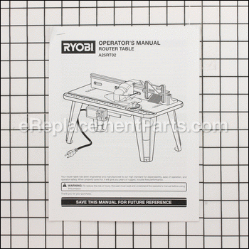 Rtr Table Operators Manual A25 - 987000115:Ryobi