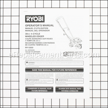 Operators Manual - 987000606:Ryobi