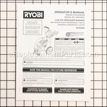 Operators Manual - 990000248:Ryobi