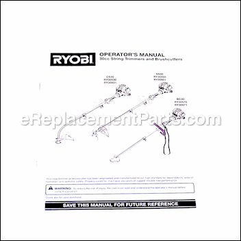 Operator's Manual - 987000184:Ryobi