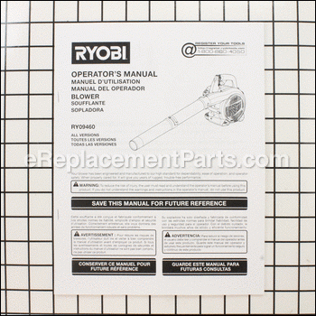 Operators Manual - 988000290:Ryobi