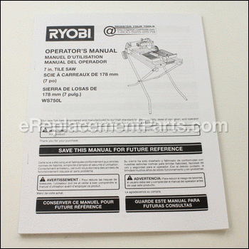 Manual Operators Ws750 - 987000595:Ryobi