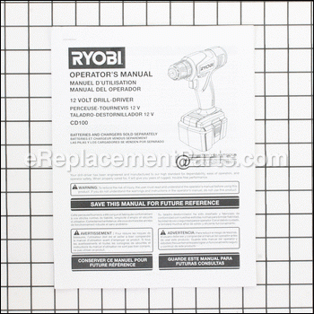 Manual Operators Cd100 - 987000697:Ryobi