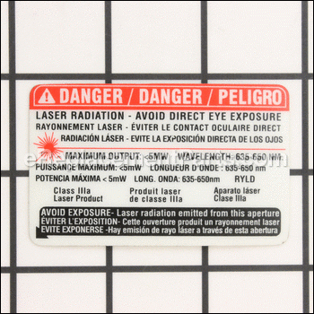 Laser Warning Label-2 - 089140200911:Ryobi