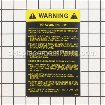 Decal, Warning, Instruction - 7016971YP:Snapper
