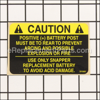 Decal, Caution, Battery - 7015691YP:Snapper