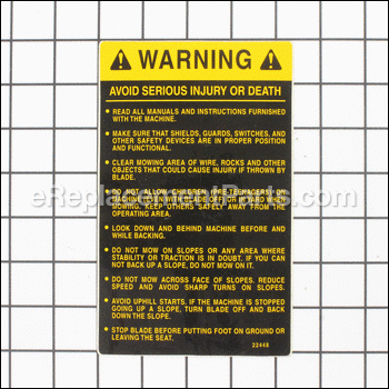 Decal, Safety Instruction Warn - 7022448YP:Snapper