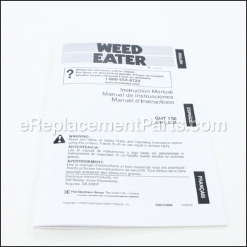 Operator Manual - 530164003:Weed Eater