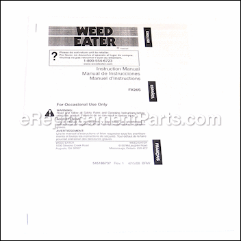 Operator Manual - 545186737:Weed Eater