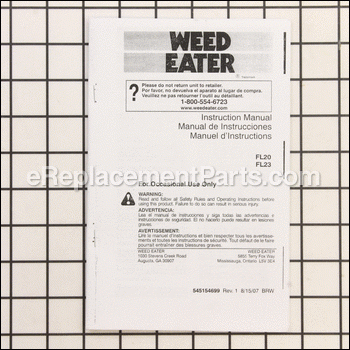 Operator Manual - 545154699:Weed Eater