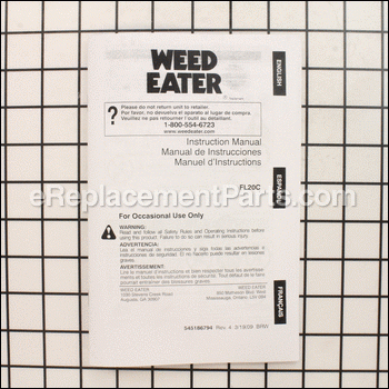 Operator Manual - 545186794:Weed Eater