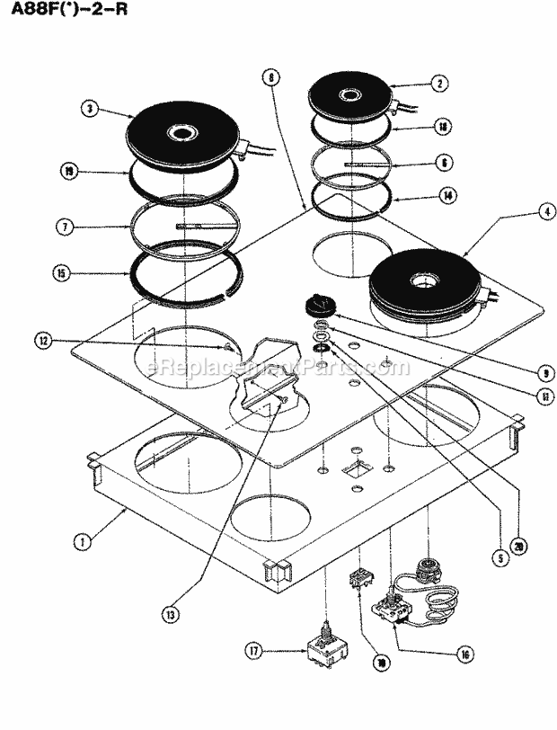 Admiral A88FN-2R Surface Unit- Ele Top Assembly Diagram