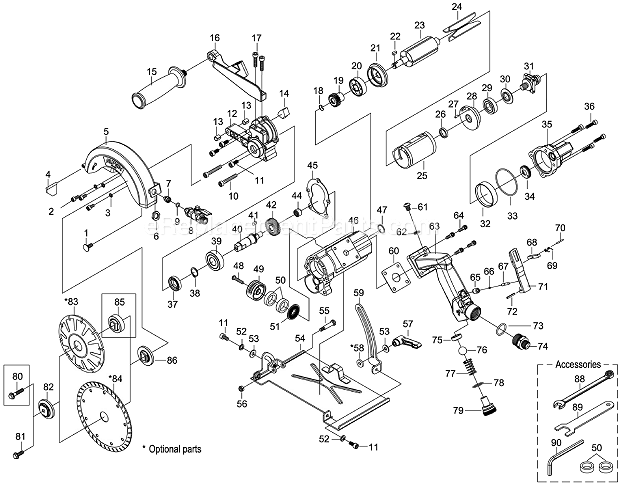 Alpha PSC-150 6-Inch Pneumatic Stone Cutter Page A Diagram