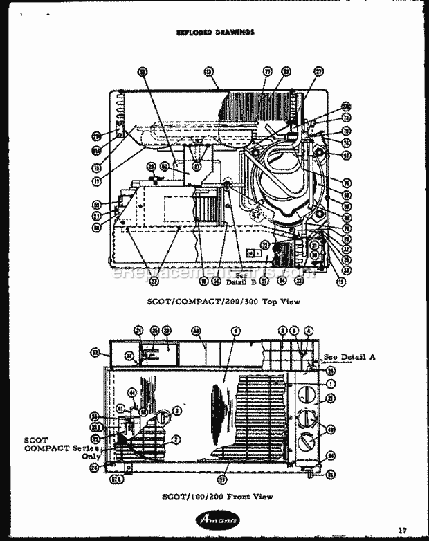 Amana 218D-3CH 200 and 300 Series Room Air Conditioner Page 1 Diagram