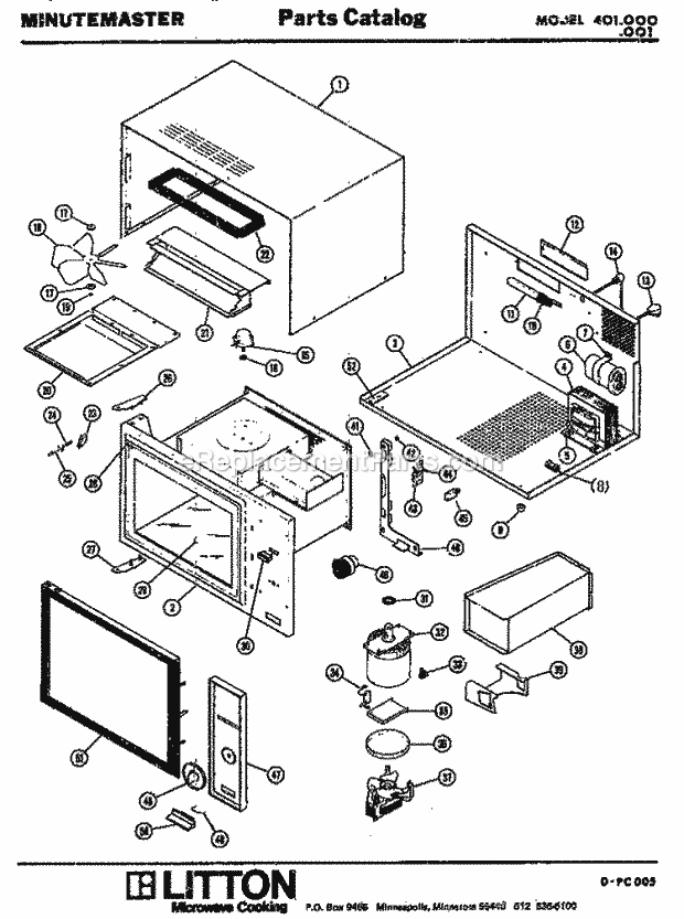Amana 401001 Table Top Minutemaster Microwave Page 1 Diagram
