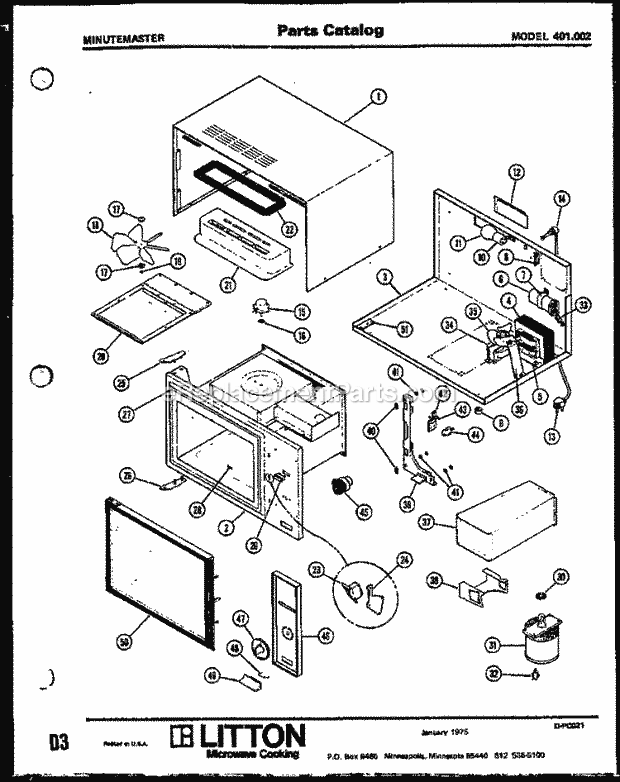 Amana 401002 Table Top Microwave Cooking Page 1 Diagram