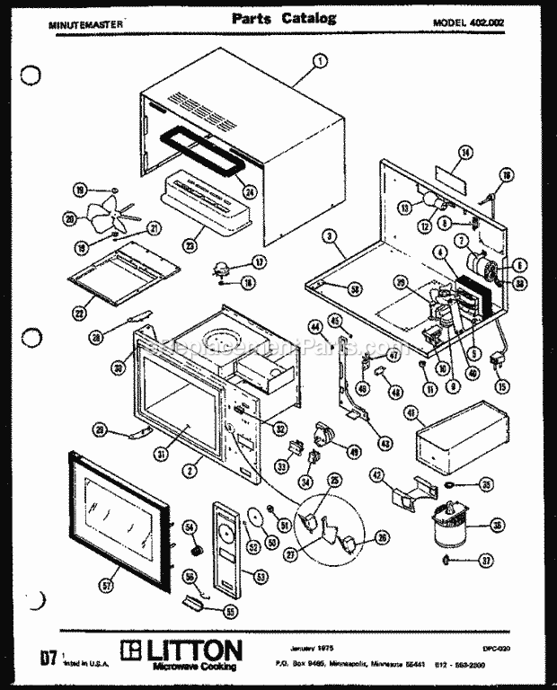 Amana 402002 Table Top Microwave Cooking Page 1 Diagram