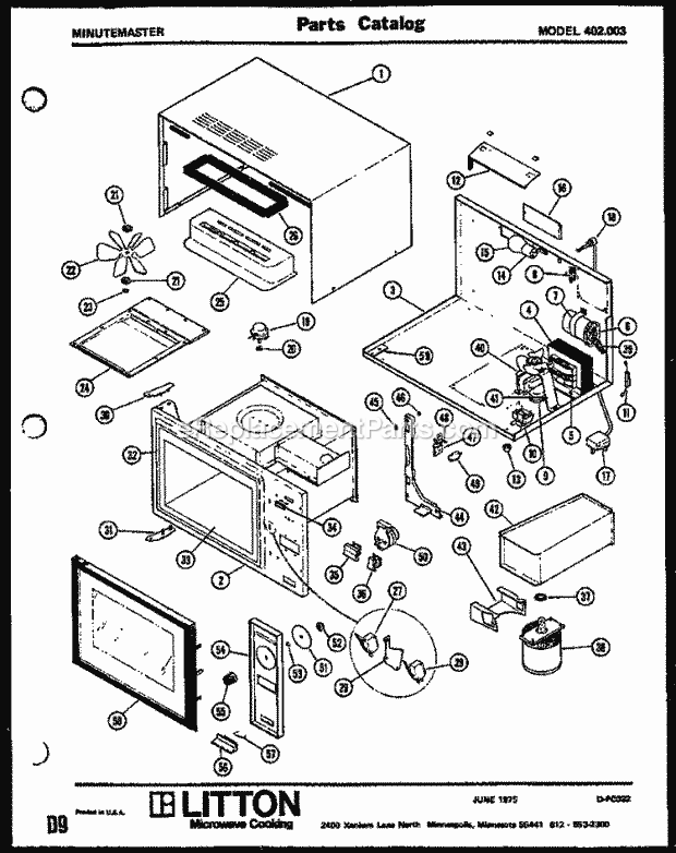 Amana 402003 Table Top Microwave Cooking Page 1 Diagram