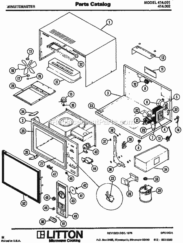 Amana 414001 Table Top Minutemaster Microwave Page 1 Diagram