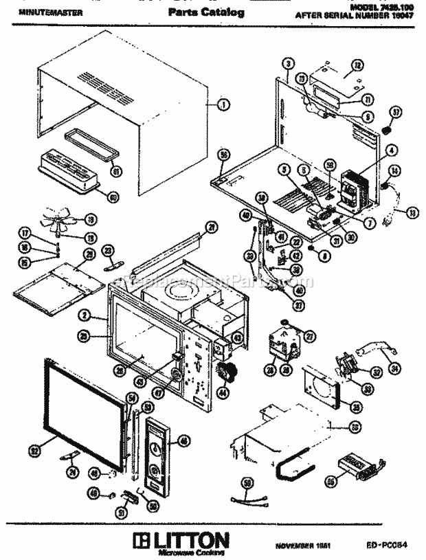 Amana 7425100 Table Top Minutemaster Microwave Page 1 Diagram