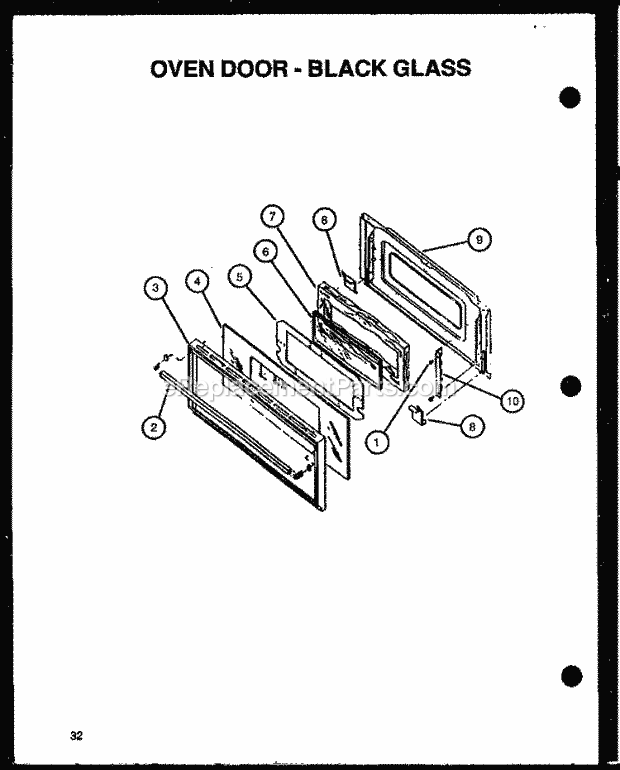 Amana CBK26CBY Slide-In, Gas Gas Ranges Oven Door - Black Glass Diagram