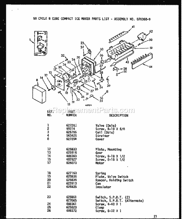 Amana D70368-9 (D7036809) Ice Maker Kit Compact Automatic Ice Maker Page 2 Diagram