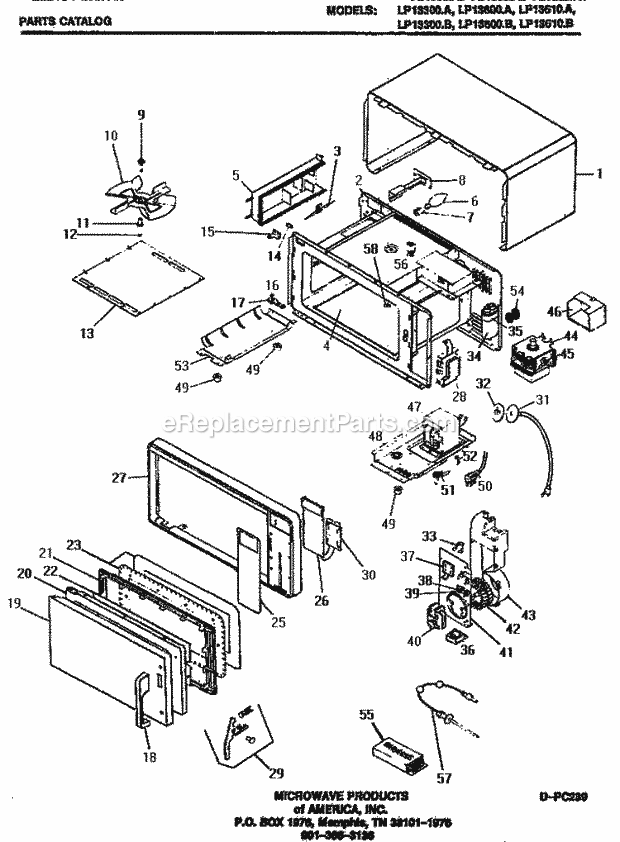 Amana LP13610A Table Top Microwave Domestic Page 1 Diagram