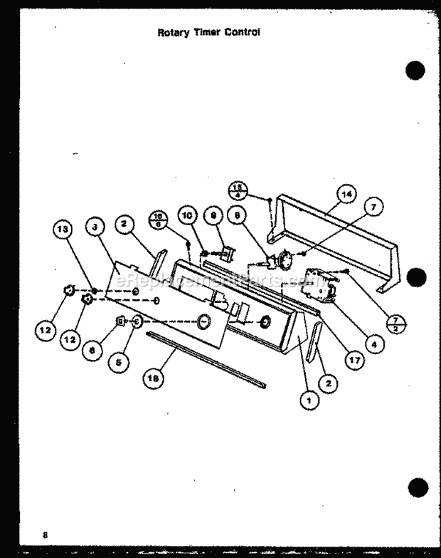 Amana TW2201G (P1128401W) Mfg Number P1128407w G, Washer-Top Loading Rotary Timer Control Diagram