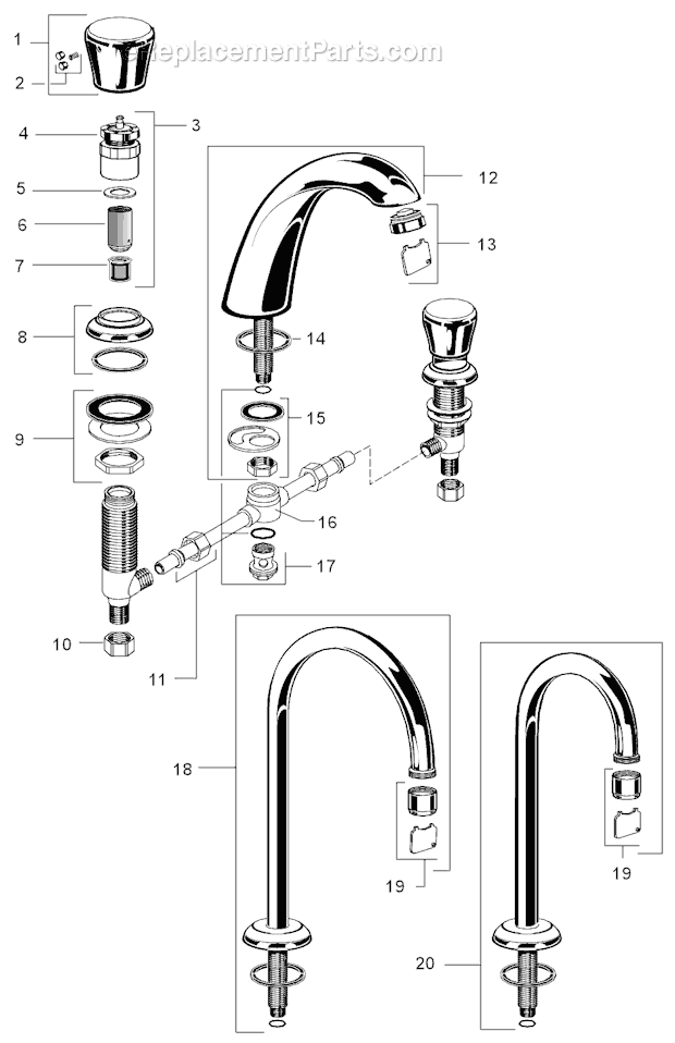 American Standard 1340.825 Commercial Faucet Page A Diagram