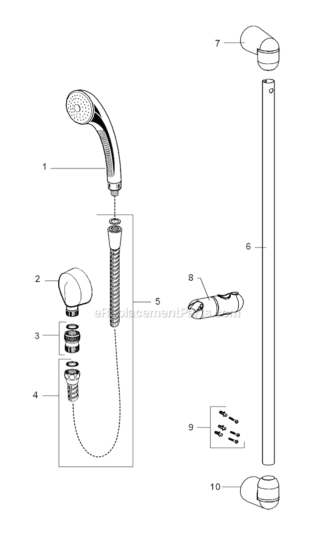American Standard 1662.224 Fixed Hand Shower Page A Diagram