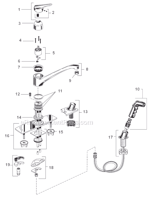 American Standard 2021.600X Ceramix Kitchen Faucet With Cast Brass Spout Page A Diagram