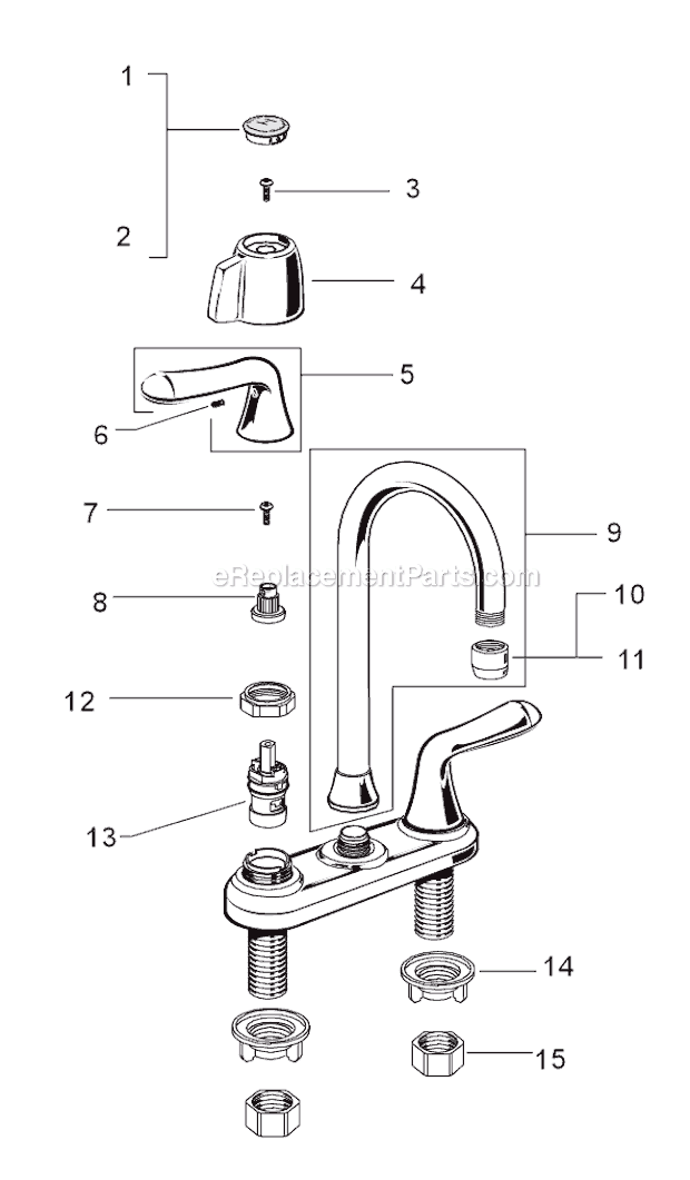 American Standard 2475F Cadet Two-Handle Centerset Bar Sink Faucet Page A Diagram