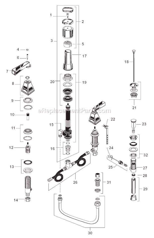 American Standard 2555.401 Town Square Bidet Fitting Page A Diagram