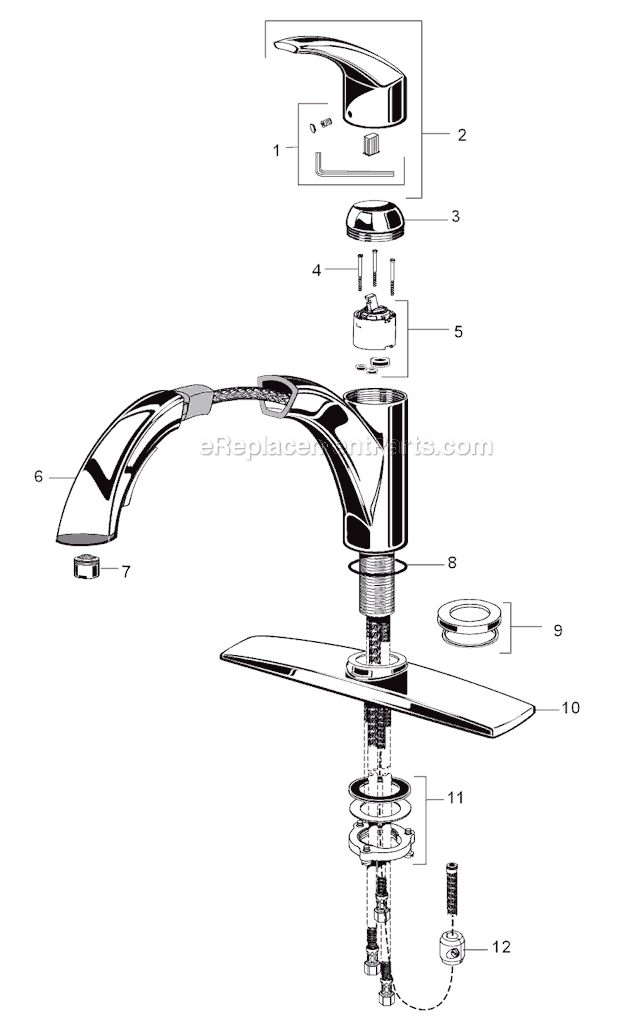 American Standard 4101.100 Arch Single Control Kitchen Pull-Out Faucet Page A Diagram