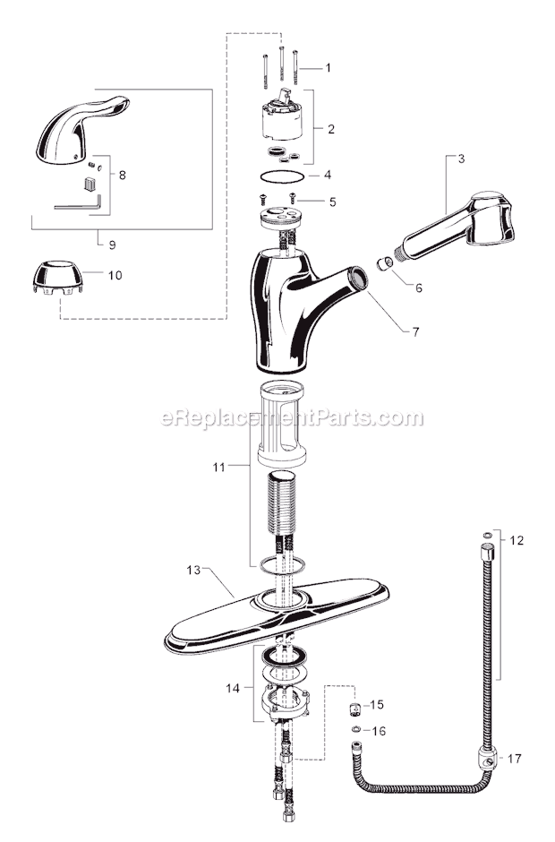 American Standard 4114.100 Colony Soft Pull-Out Kitchen Faucet Page A Diagram