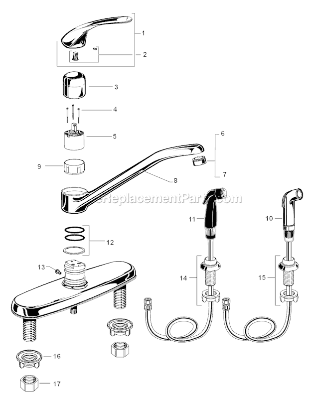 American Standard 4175.500 Colony Soft Single Control Kitchen Faucet Page A Diagram